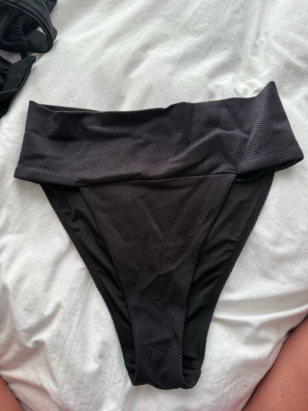 aerie Black High-Waist Fold-Over Bikini Bottoms